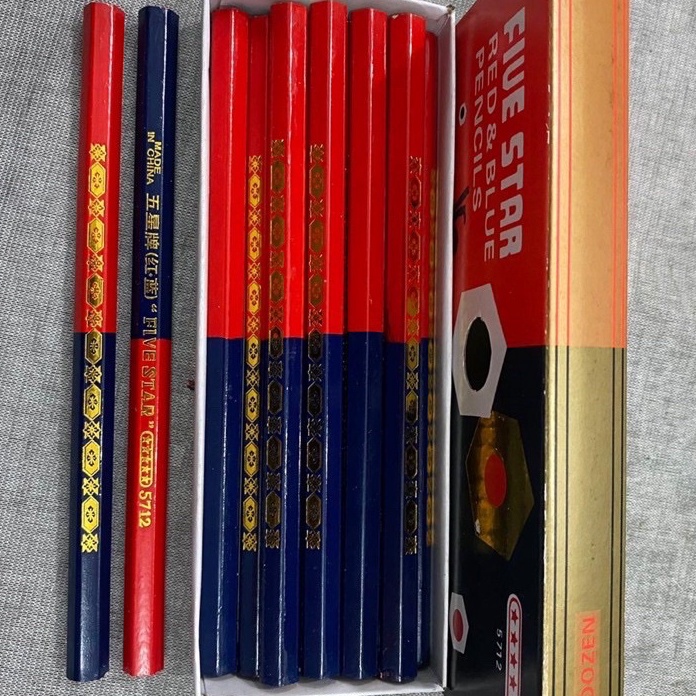 

HARGA TERBAIK 1 box isi 12 pensil pola kain Five Star Red and Blue Pencil Pensil Merah Biru Besar Pensil Pola Merah Biru