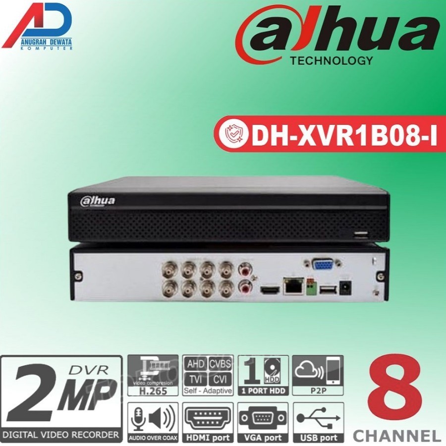 DVR DAHUA 8 CHANNEL XVR1B08-I DVR 8CH 2MP/ 1080P