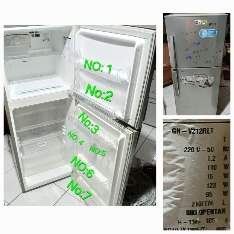RAK KULKAS/tatakan/rak botol kulkas LG GN-V212RLT 2 pintu.original dan custom.