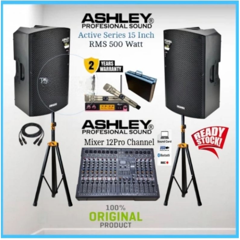 PAKET CAFE RESTORAN LIVE MUSIK DLL ASHLEY AR500 15IN MIXER ASHLEY 12 CHANEL
