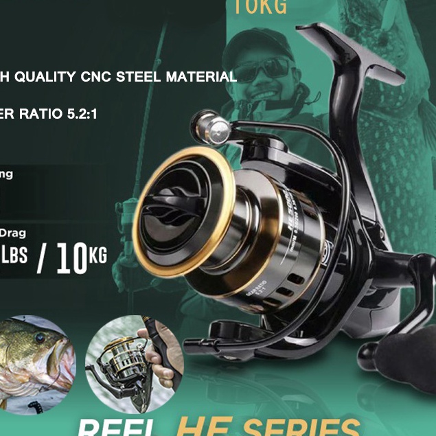 Boom reel pancing asli besi fishing reel 1kg HE7 Reel Pancing Kuat Power Handle Reel Pancing Laut Ta