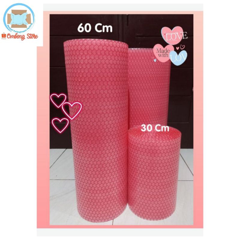 

tAe BUBBLE WRAP PINK LOVE TEBAL SUPER PREMIUM 60 CM X 10 METER