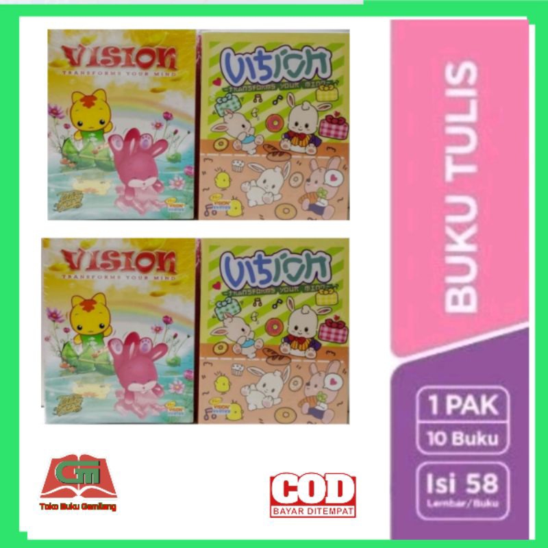 

BUKU TULIS VISION 58 LEMBAR 1 PAK ISI 10 BUKU
