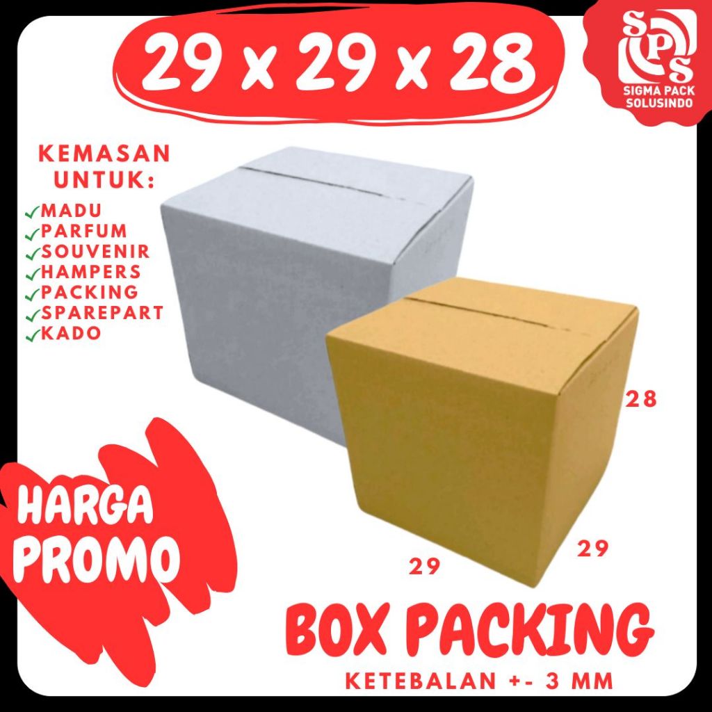 

Kardus A1 29x29x28 Packing Karton Kotak Kemasan Olshop Sparepart Dus Souvenir Botol Kosmetik Jamu Madu
