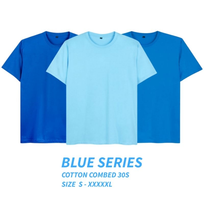 Kaos Biru Muda Benhur Turkish Pria Wanita Lengan Pendek Cotton Combed 30s Unisex Jumbo Big Size