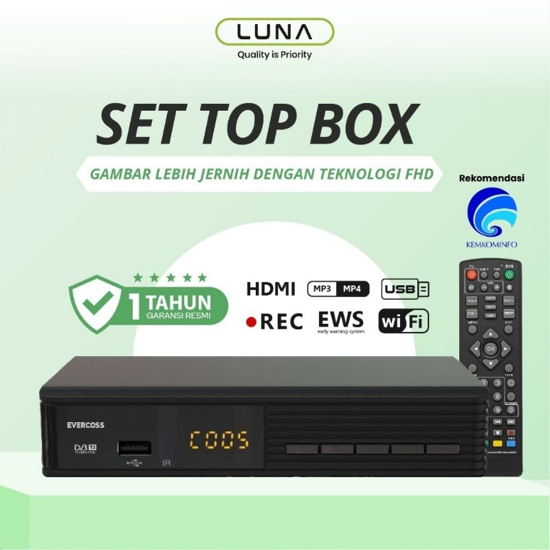 STB LUNA X EVERCOSS Penerima Siaran TV Digital Full HD
