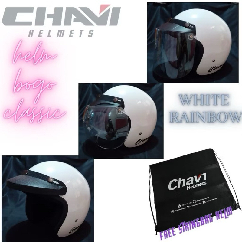 HELM BOGO CLASSIC WARNA PUTIH PASTEL | DEWASA PRIA DAN WANITA