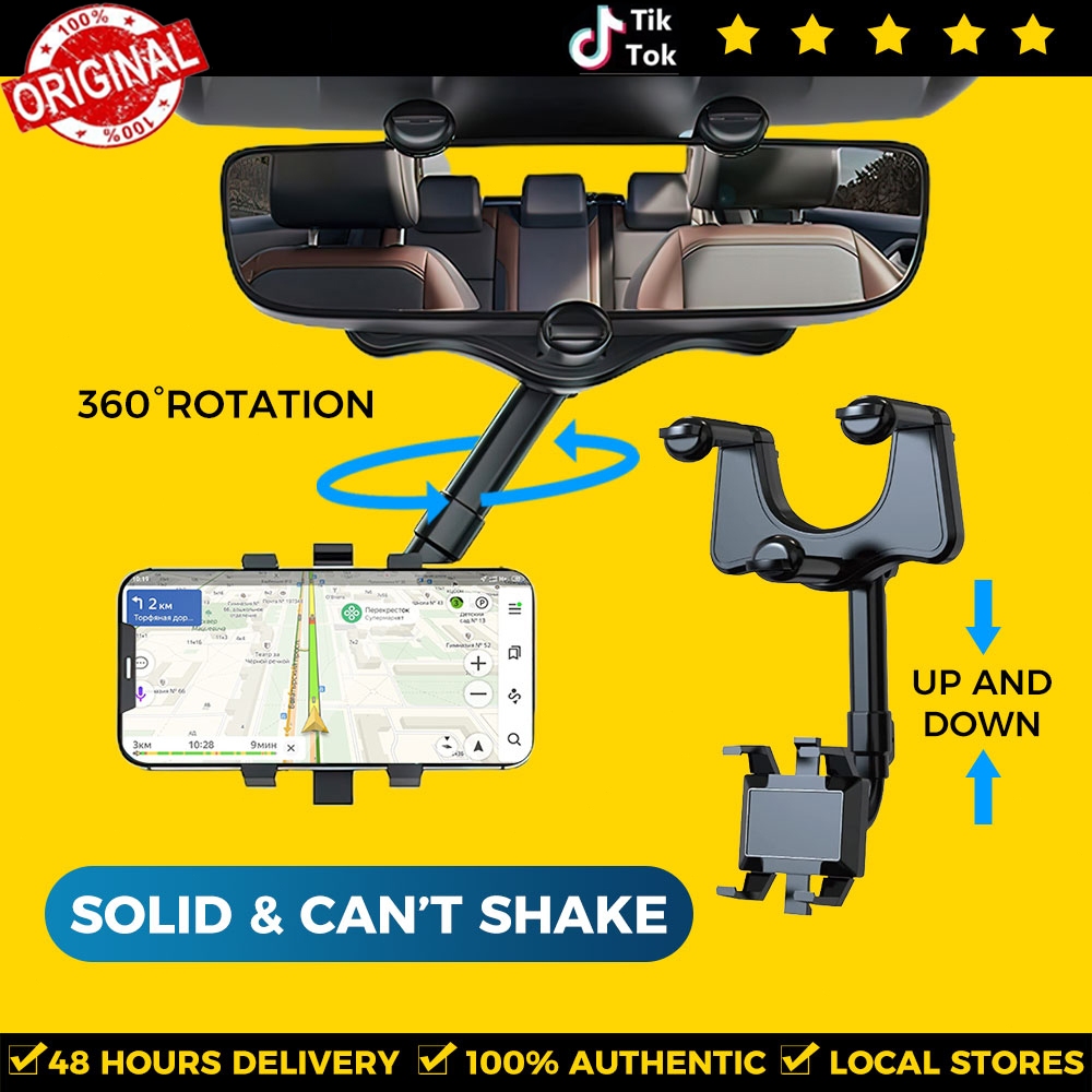 【2024 NEW】Holder Hp Mobil Jepit Dashboard Spion Original 360 Derajat Car Phone Bracket Holder Multif