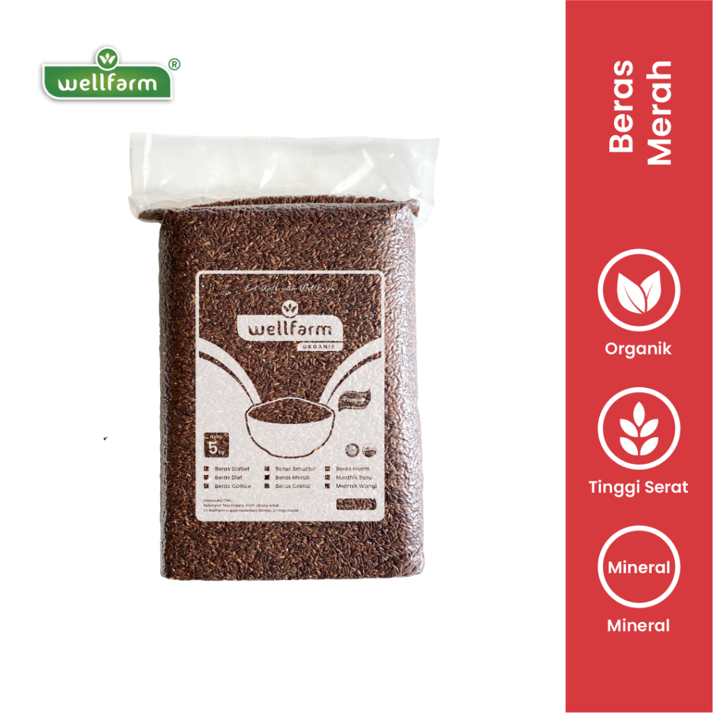 

WellFarm Beras Merah Organik Wangi Super 5Kg - Kemasan Vacuum