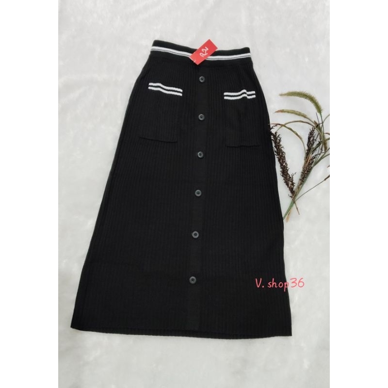 ROK SPAN RAJUT KANCING