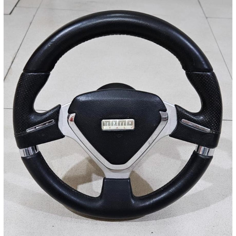 Stir mobil steering wheel Kulit leather MOMO millenium evo 12 inchi Original Made in italy rare lang