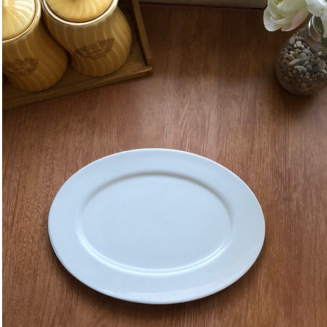 DEFECT MLEYOT/BINTIK- Piring Oval 10” PA/Keramik/Piring oval/Piring oval putih polos