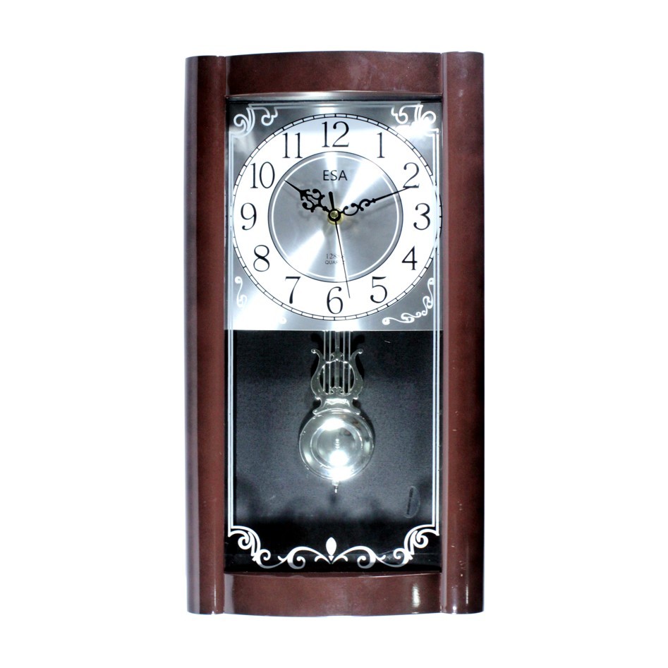 ESA Jam Dinding Bandul Bunyi Lonceng Tiap Jam Motif Kayu 1111