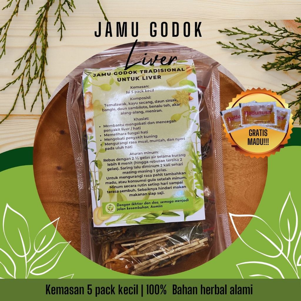 

Jamu Godok Tradisional untuk Liver Kemasan isi 5 Pack Kecil (Gratis Madu)