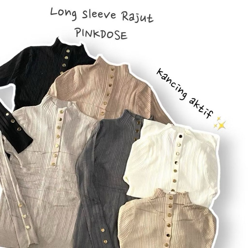 NAGIH- PINKDOSE MANSET KANCING INARA BUSUI NON BUSUI  / ATASAN RAJUT INARA LONGSLEEVE WITH BUTTON