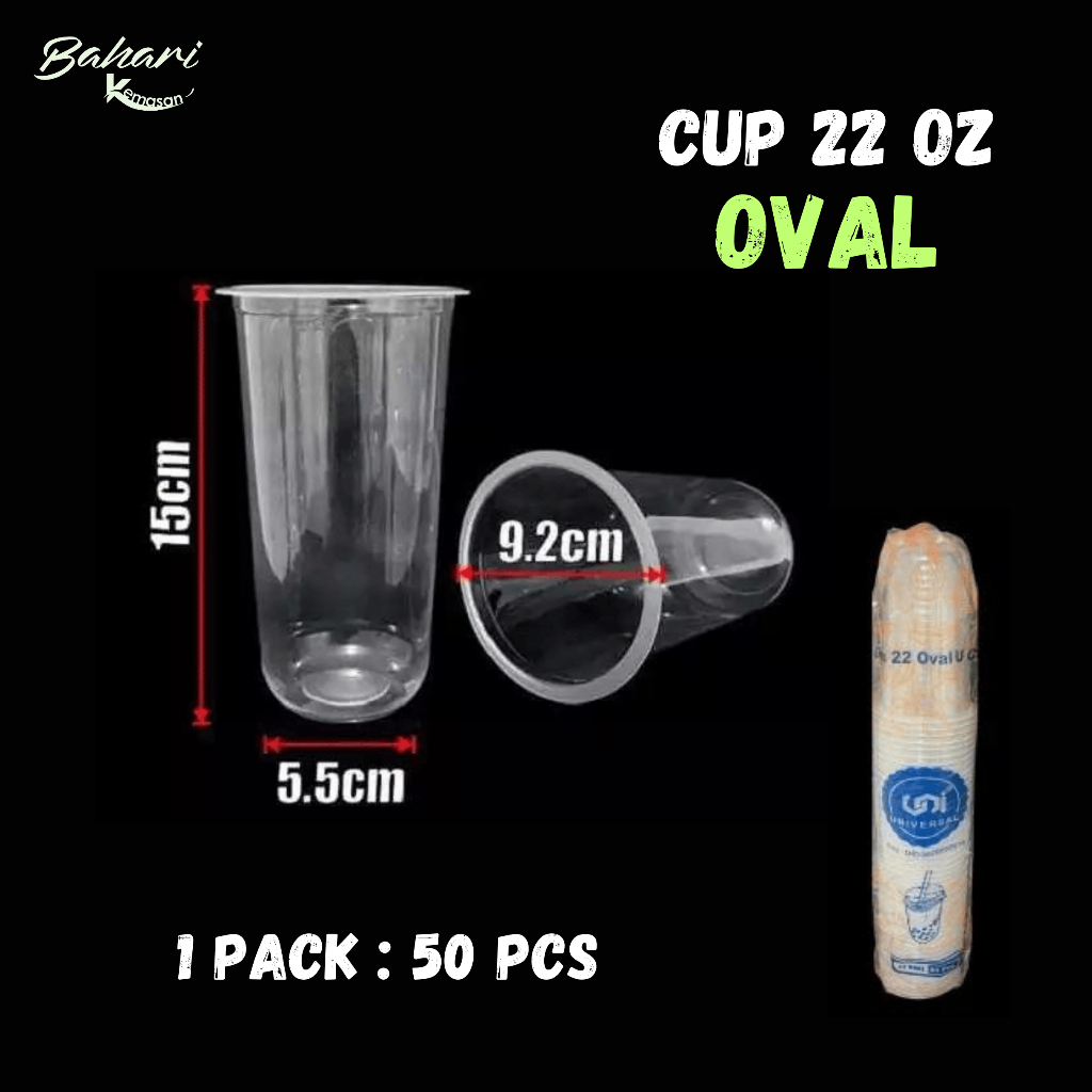 gelas cup plastik 22 oz oval cembung 660ml minuman