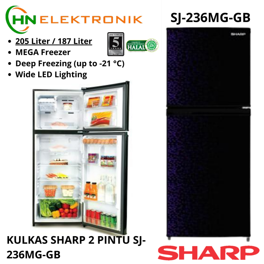 KULKAS SHARP 2 PINTU SJ-236MG-GB