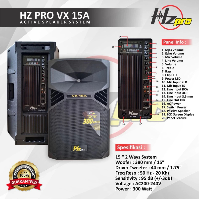 Speaker Aktif HZ Pro VX 15A