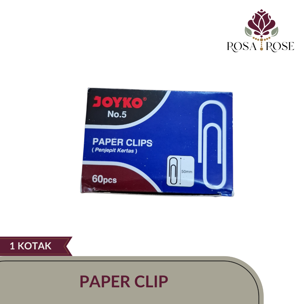 

[1 kotak] Penjepit / jepitan / klip kertas / paper clip no.5 50mm JOYKO