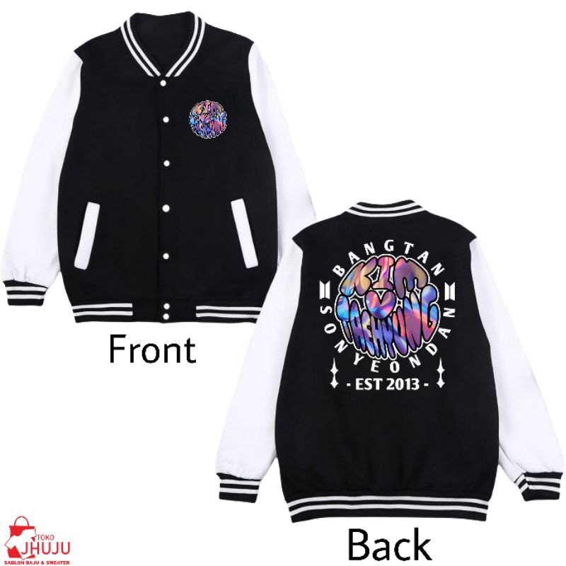 Jaket Varsity Sablon Bangtan V Kim Taehyung Chrome Texture Streetwear DB