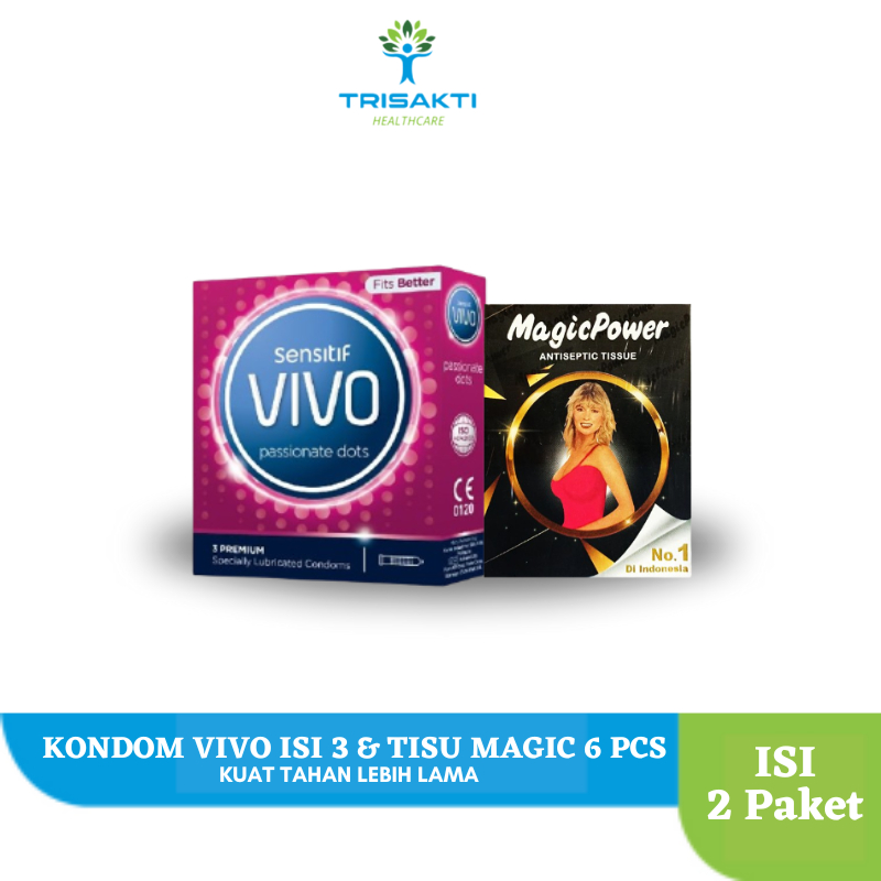 Tissue Magic Power & Kondom Vivo Passionate Dots isi 3 Pcs - Kondom Bergerigi Terbaik