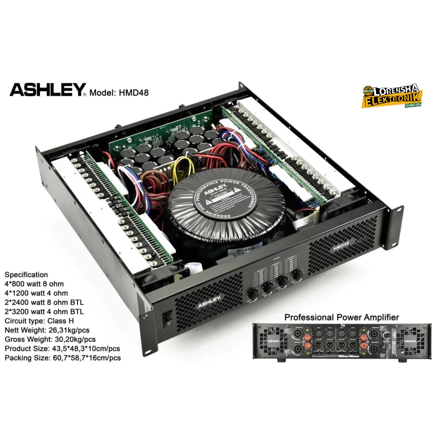 Power Amplifier ASHLEY HMD48 4 CHANNEL ORIGINAL
