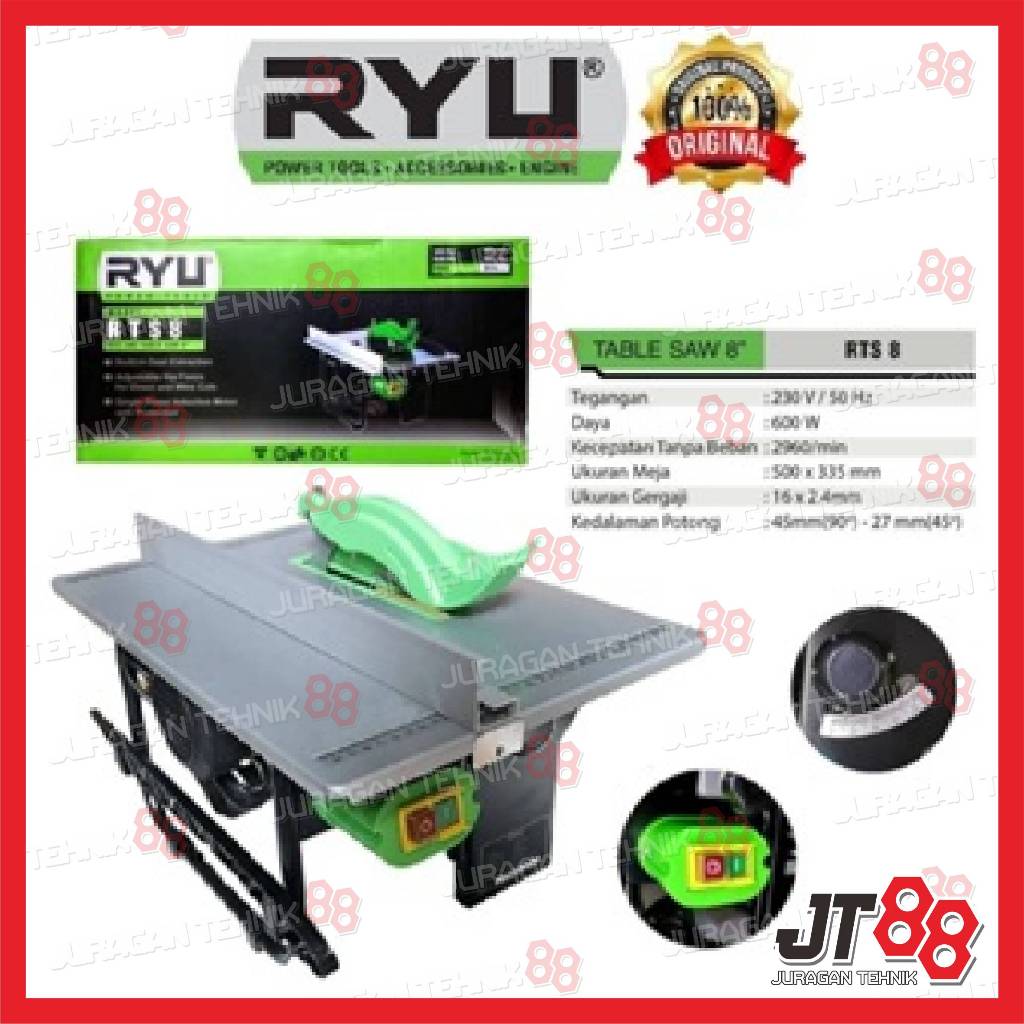 Ryu By Tekiro Mesin Table Saw Gergaji Listrik Meja Duduk 8 Inch 8 RYU RTS8 Termasuk Mata Pisau 24T