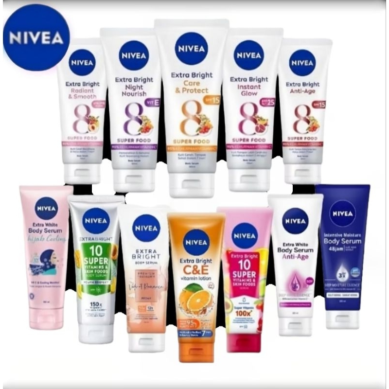 ✦SINAR✦ NIVEA Body Serum Extra White | Night | Repair Care Protect | Radiant | Glow | Hijab 180ml/70