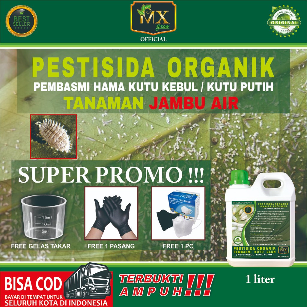 Pestisida Organik Pembasmi KUTU DAUN ( Kutu Kebul / Kutu Putih ) Untuk Tanaman JAMBU AIR 1 LITER