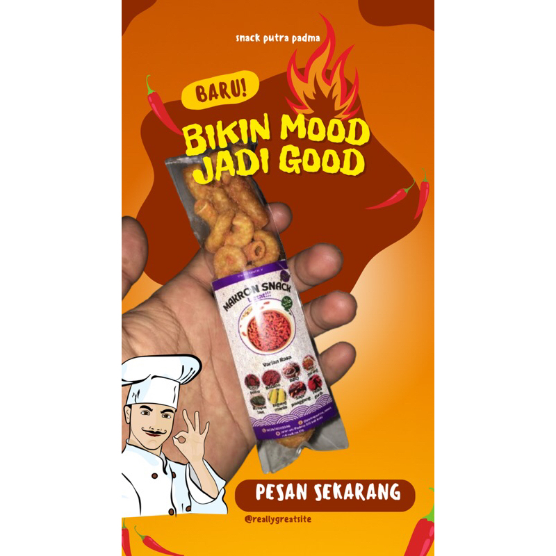 

makaroni kemasan 15gr, snack putra padma