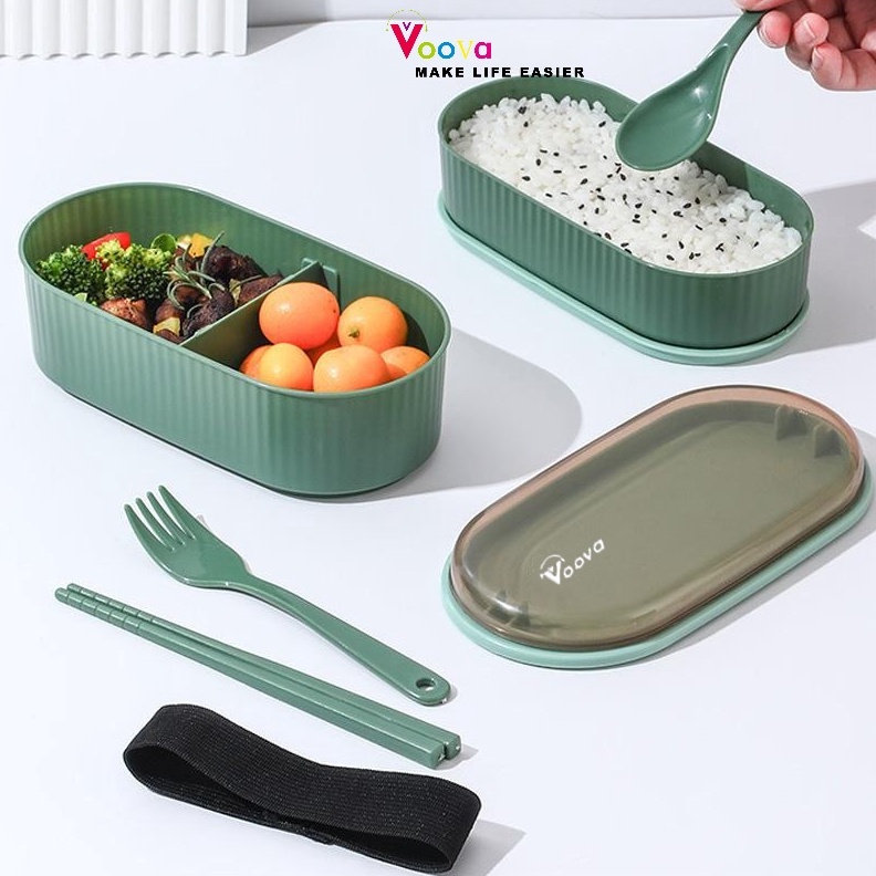 VOOVA Lunch Box  Kotak Bekal Makan Siang  Kotak Bekal Tali Strap 9ml  Kotak Makan Siang Aesthetic