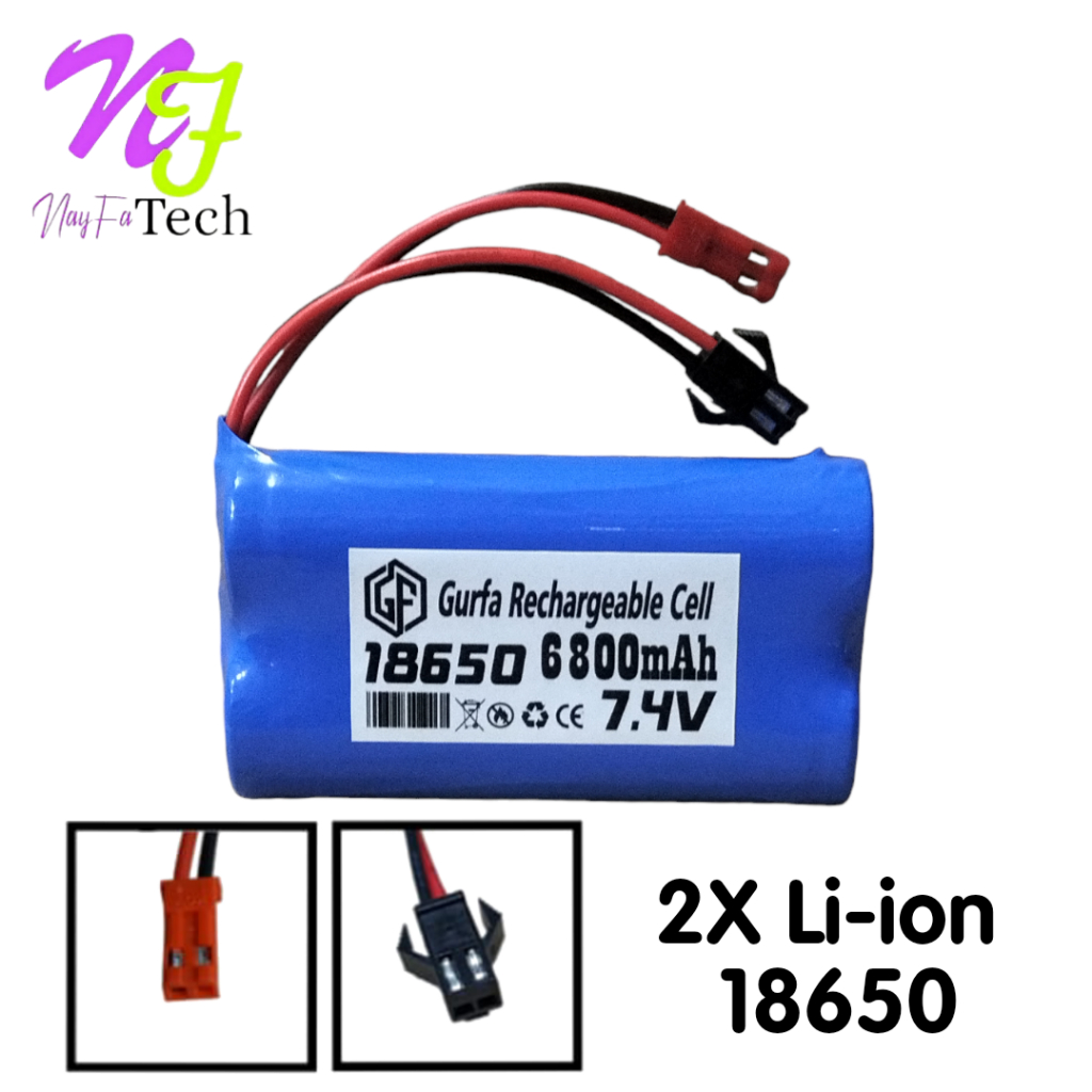 Baterai 18650 Mobil Remot/RC Double Socket Type 2x 18650 Li-ion 7.4volt Sesuaikan Soket