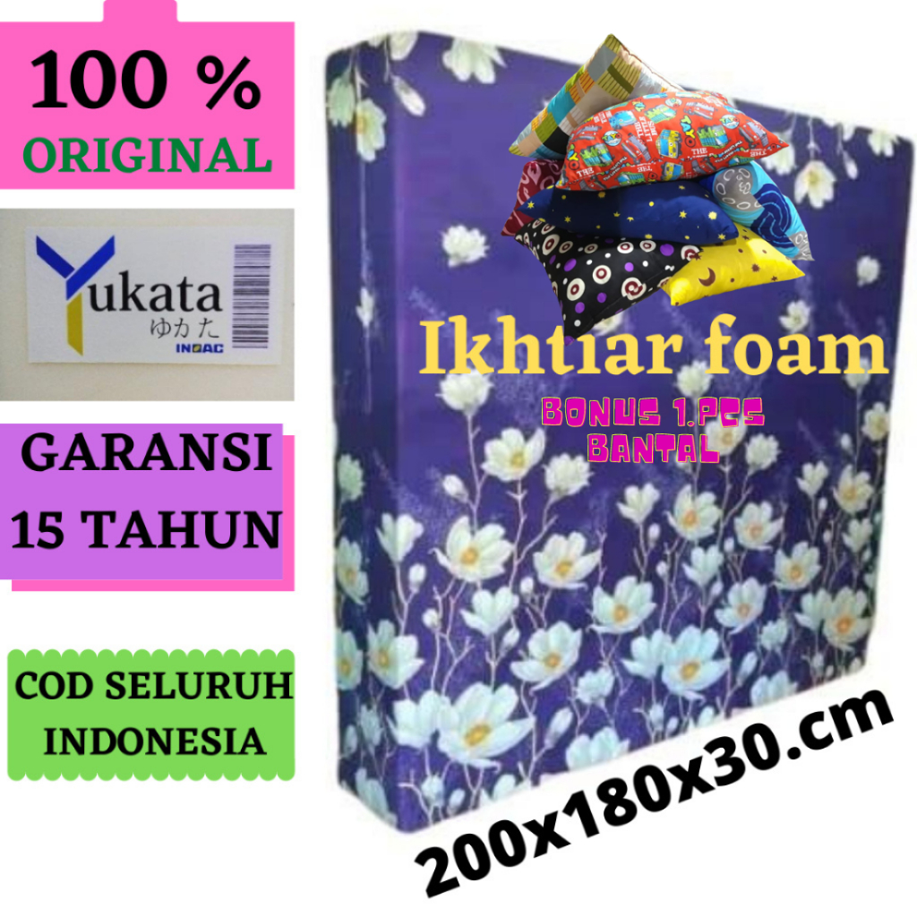 Yukata Kasur Busa Inoac NO 1 YUKATA Custom uk 200x180x30 Cm Garansi anti kempes 15 Tahun Original