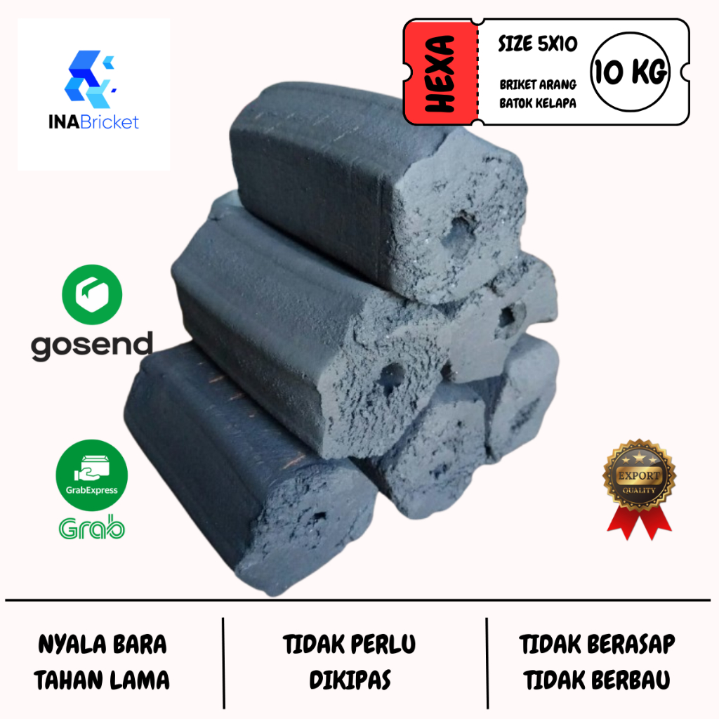 Briket Arang Batok Kelapa Hexagonal 10kg