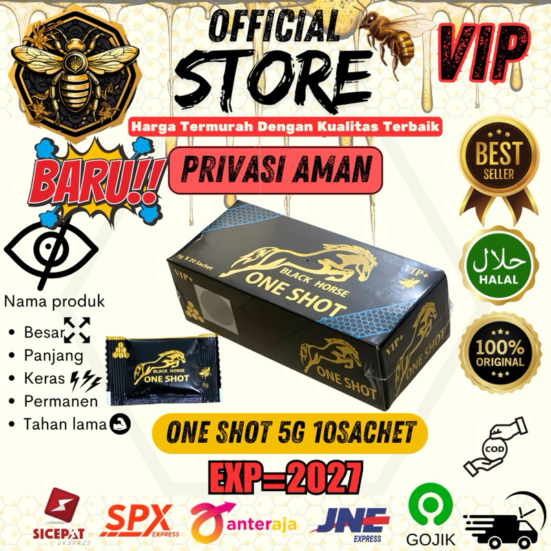 

one shot black horse vip honey 5g | madu stamina tahan lama untuk pria