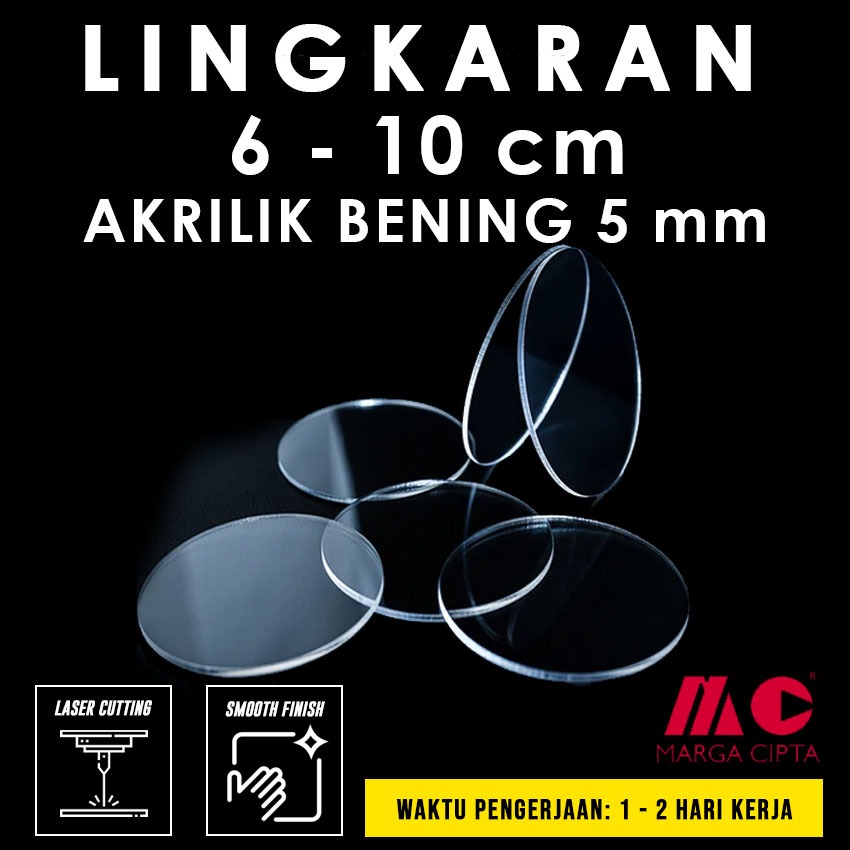 

Lingkaran Akrilik Diameter 6 / 7 / 8 / 9 / 10 cm - Akrilik Bening 5 mm - Marga Cipta