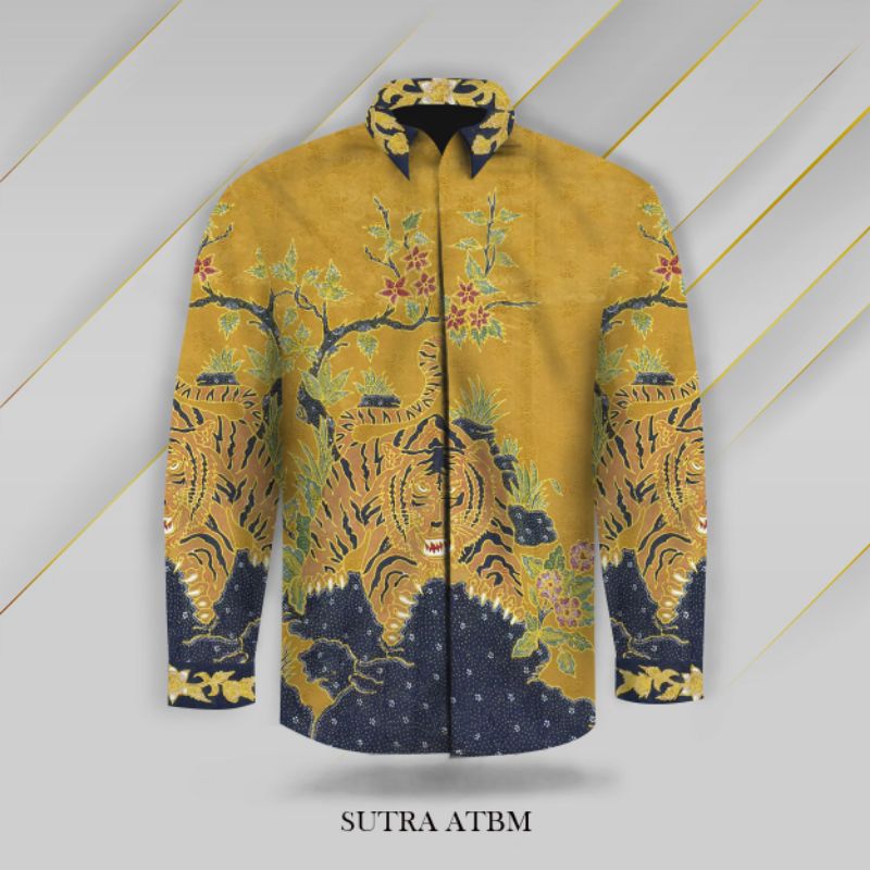 kain batik tulis pria bahan sutera motif macan. batik pria bahan sutera