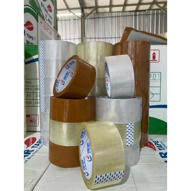 

Lakban ( 1 Dus ) Bening (Putih) 100 Yard X 48Mm Lengket Star Tape Kualitas Terbaik Murah