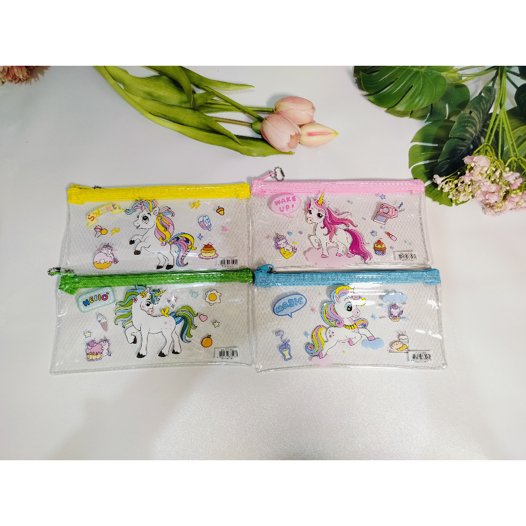 

Tempat Pensil Mika Motif Jaring Jala Transparant Resleting-TPL-40