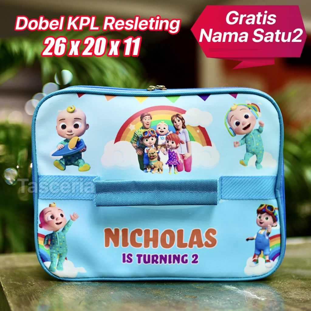 Tas Bekal Anak Sekolah Custom Cocomelon / Tas Bekal Anak Custom Nama / Tas Ulang Tahun Anak Launch B