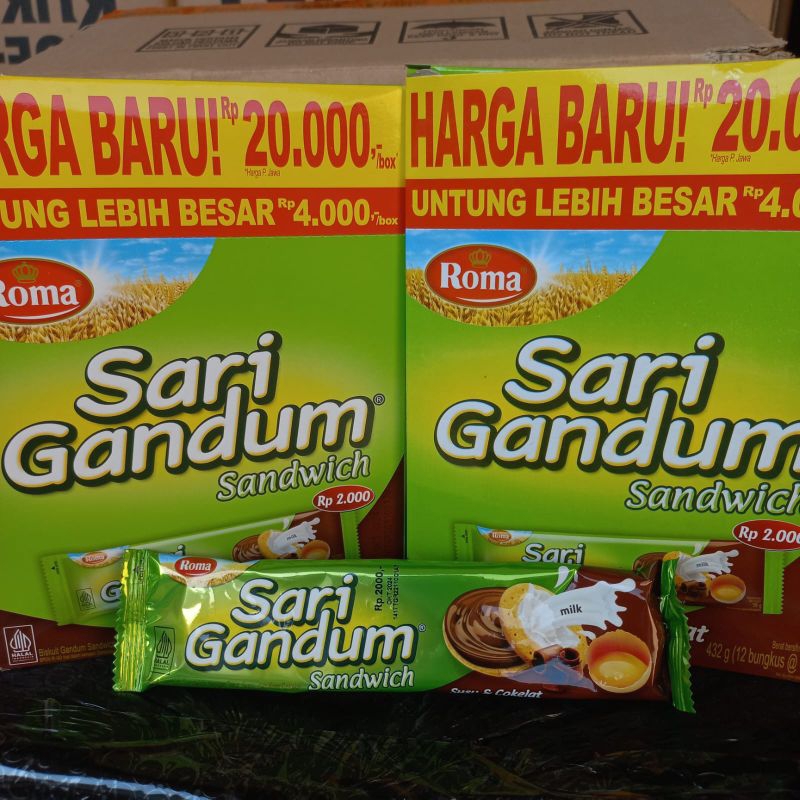 

sari gandum box 36 gram 1 dus isi 10 box 1 box isi 12 pcs