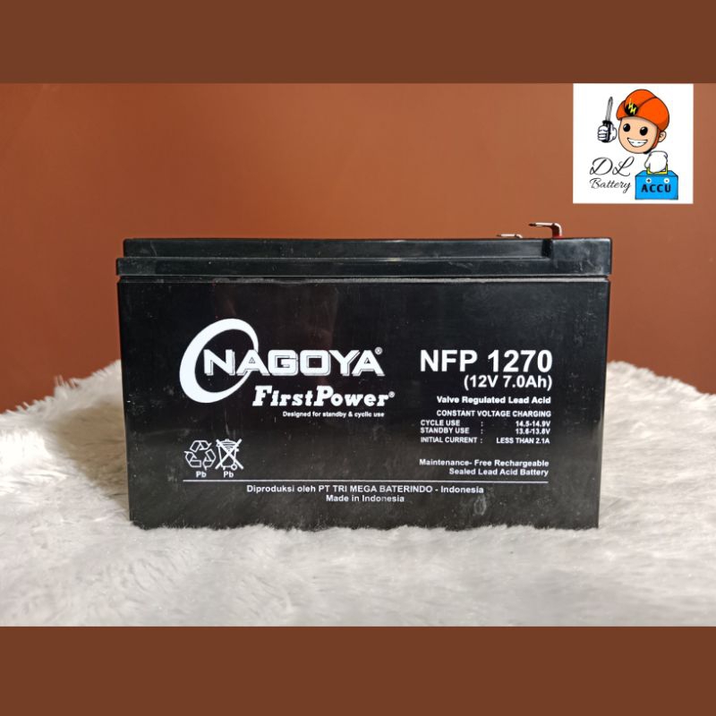 Aki UPS Nagoya 12 Volt 7 Amper Untuk Aki semprot tanaman/sprayer elektrik , DLL