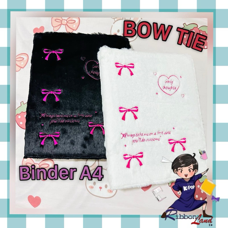

A4 Binder 4 Ring Fluffy Bulu Halus Bow Tie Ribbon