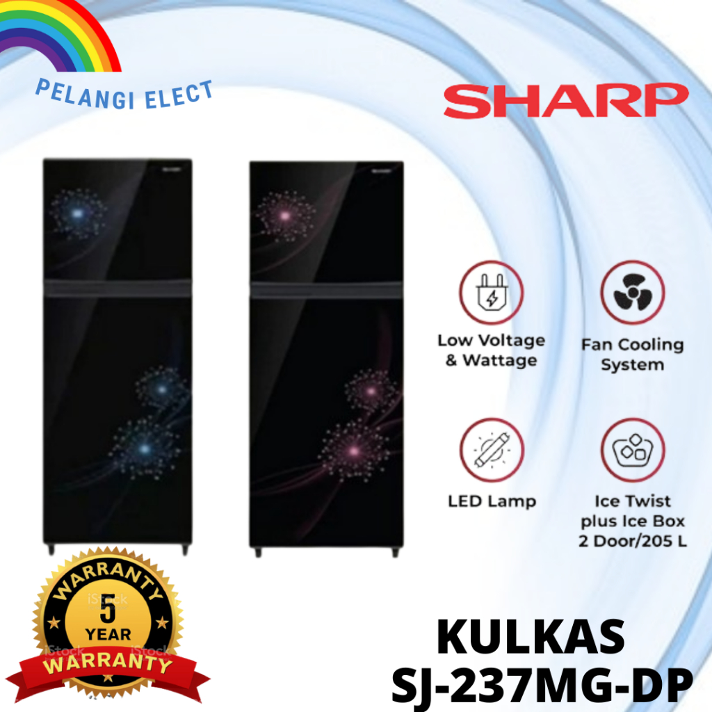 Kulkas 2 pintu Sharp Sjx 237 MG No frost Glossy Door 220 Liter