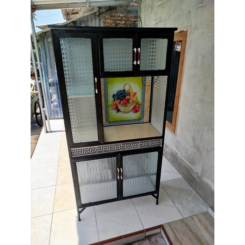 Sbmsemarang - RAK PIRING KACA P5/ PERABOT ALMUNIUM/ LEMARI PIRING (KHUSUS WILAYAH SEMARANG)