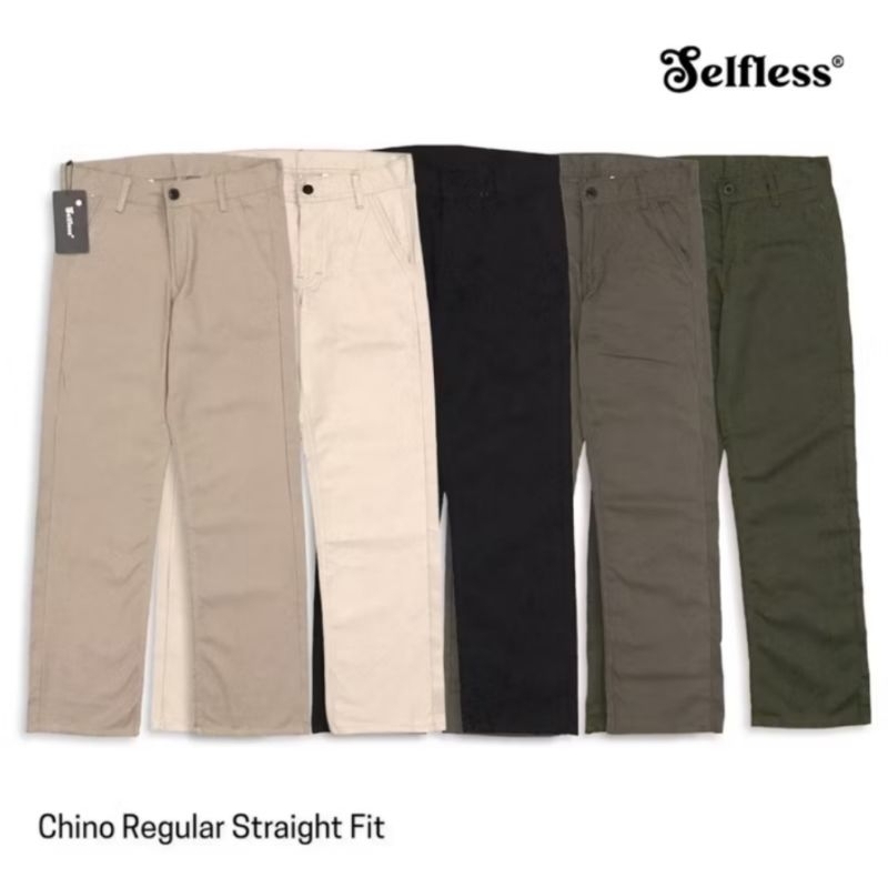 Selfless - Celana Chino hijau army standar reguler