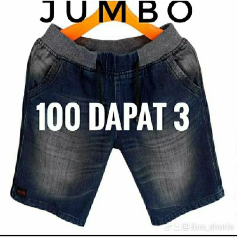 CELANA PENDEK PRIA JEANS JUMBO 100 RIBU DAPAT 3 PCS