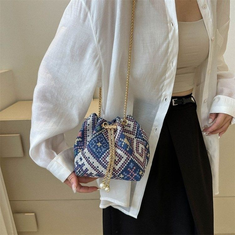 Mori Style round Ethnic Style Cloth Bag Crossbody Bag
