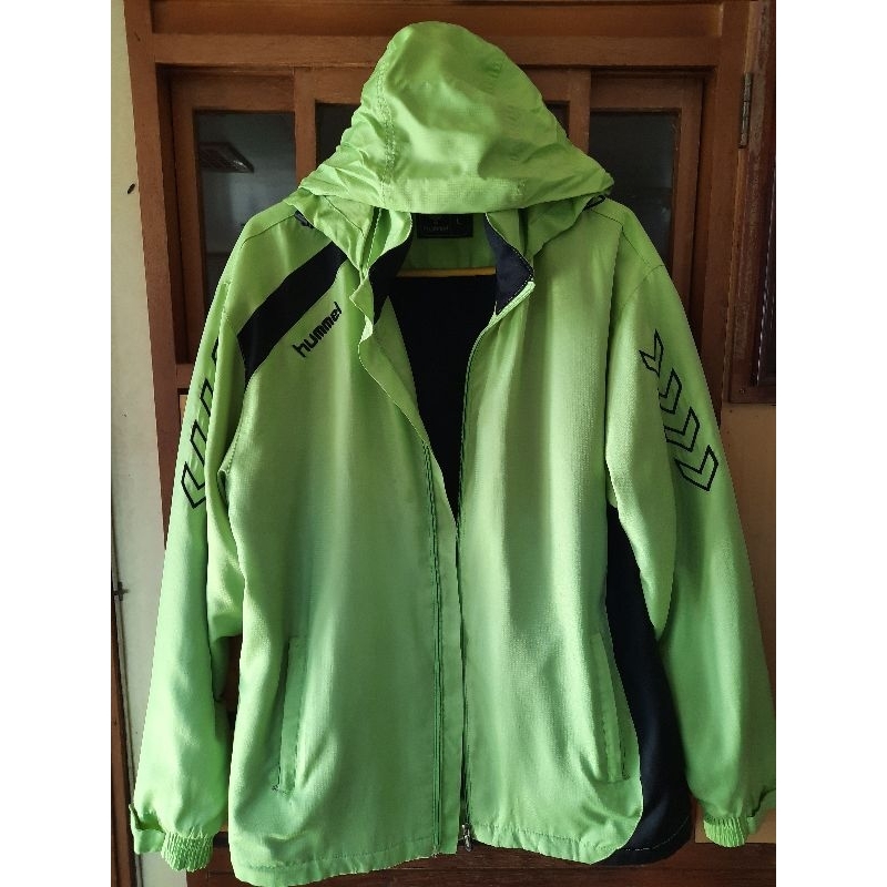 Jaket Hummel Hijau Stabilo 2 Layer Hidden Hoodie - Limited