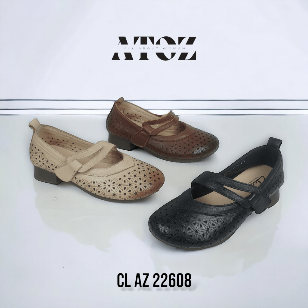 CLARKS Sepatu Heels Wanita Import 3 cm AZ 22608 Free Box Kulit Original Woman Hils Shoes Premium